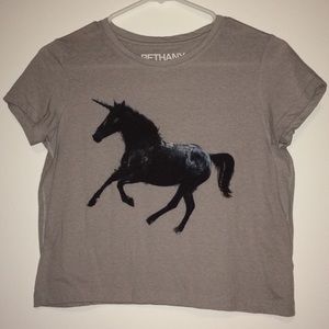 Bethany Mota unicorn cropped tee